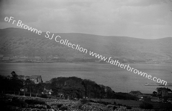 TELE VIEWS OF CARLINGFORD CASTLE FROM HILL SIDE ABOVE R.C. CHURCH